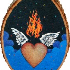 flaming flying heart